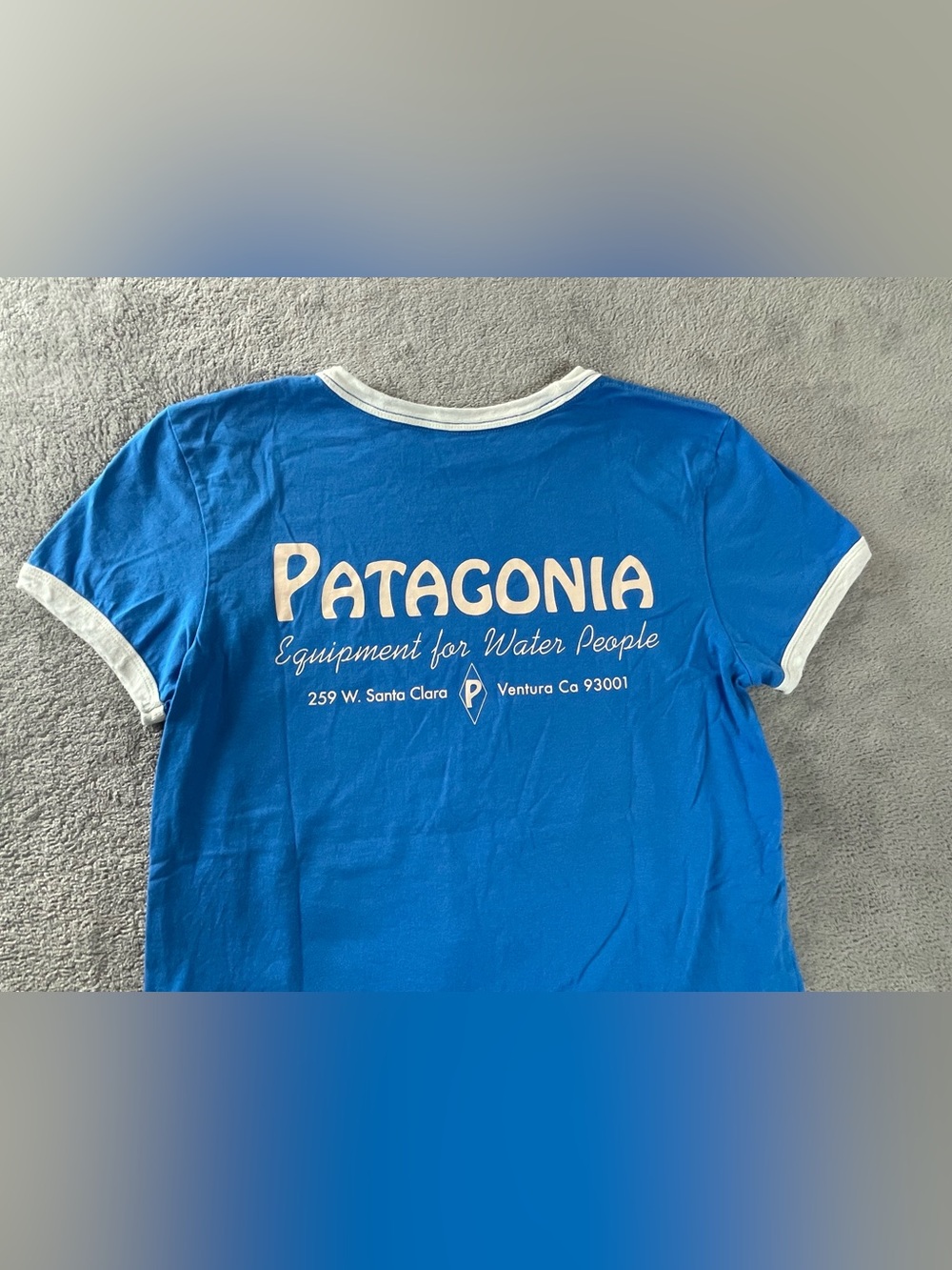 Patagonia Womens XS Blue T Shirt Tee Organic Cotton Equipment For Water People